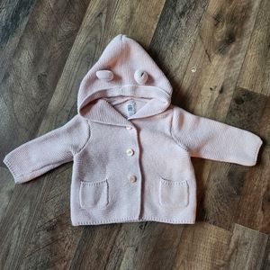 Baby Gap 6-12M Hooded Garter Stitch Cardigan Sweater